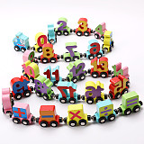 MWZ Enlightenment Kids Baby Learning Educational Wooden Toys Blocks Assemblage Magnetic Alphabet Number Insect Trackless Train Car