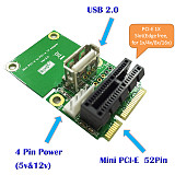 XT-XINTE PCI-E 1X to Half/Full Mini PCI-E Adapter Converter mini PCIe Adapter with 4Pin to SATA Power Cable for WindowsXP/7/8/10
