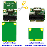 XT-XINTE PCI-E 1X to Half/Full Mini PCI-E Adapter Converter mini PCIe Adapter with 4Pin to SATA Power Cable for WindowsXP/7/8/10