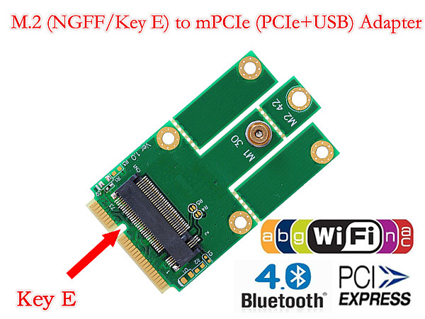 XT-XINTE NGFF M.2 to MiniPCIE Key E miniPCI-E mPCIE Slot PCIe + USB Adapter Wifi + Bluetooth Mini Adapter Card for Desktop Laptop