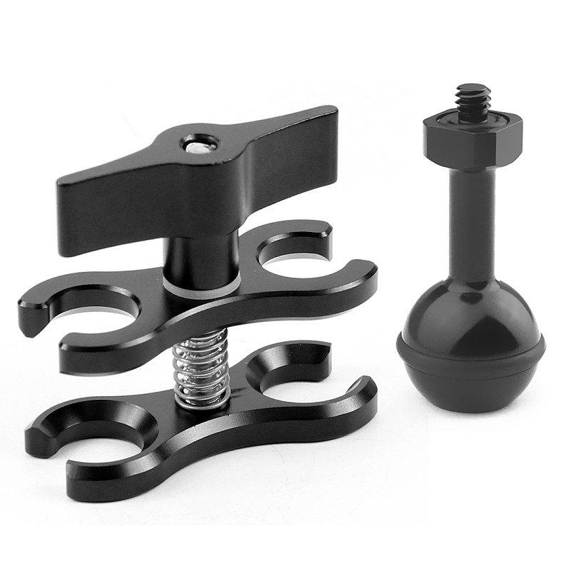 BGNING 2 in 1 Aluminum Scuba Diving Fixture Lights Arm Ball Butterfly Clip Clamp Mount + Ball Base Adapter for GoPro Hero 5/4/3 Camera