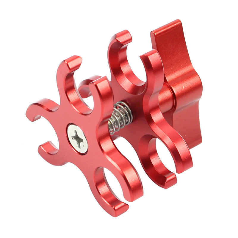 For GoPro13 BGNING Upgrade Clamp 3-Hole Aluminum Triple Butterfly Clip Diving Light Arm Ball Head Mount Adapter for Action Camera Flashlight Tripod