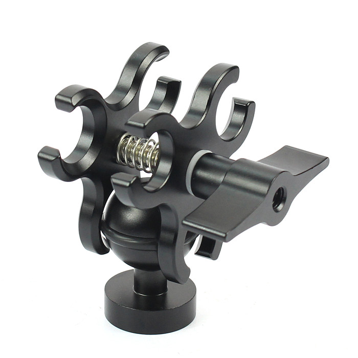 For GoPro13 BGNING 3-Hole Aluminum Triple Butterfly Clip Clamp Mount + Ball Head Adapter for Scuba Diving Lights Arm Fixture LED Hero 5/4/3 Camera