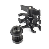 BGNING 3-Hole Aluminum Triple Butterfly Clip Clamp Mount + Ball Head Adapter for Scuba Diving Lights Arm Fixture LED Hero 5/4/3 Camera