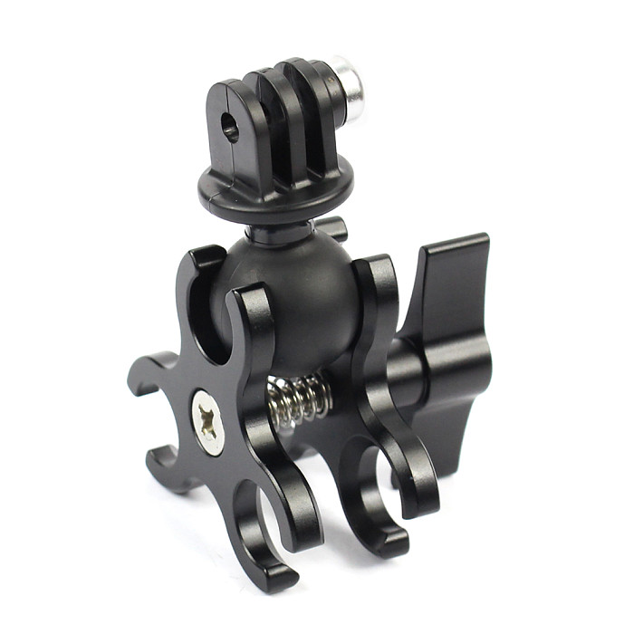 For GoPro13 BGNING 3-Hole Aluminum Triple Butterfly Clip Clamp Mount + Ball Head Adapter for Scuba Diving Lights Arm Fixture LED Hero 5/4/3 Camera