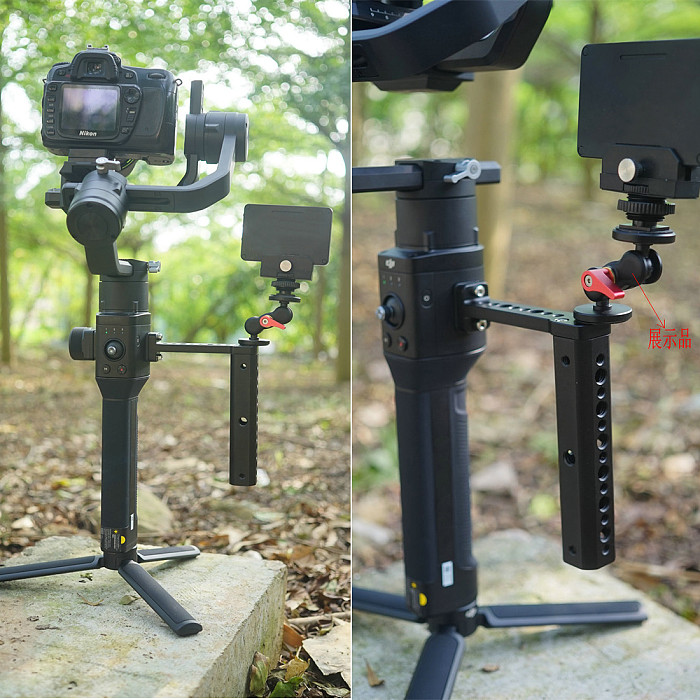 BGNING Aluminum Handle Grip Handbar Extended Handheld Support Monitor Mount for DJI Ronin S Stabilizer Gimbal Microphone Light Bracket