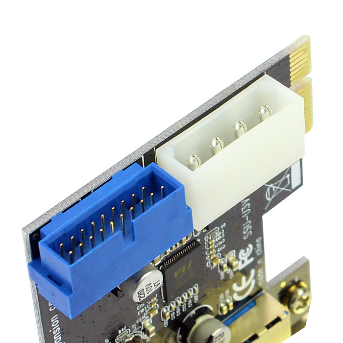 XT-XINTE USB3.0 PCI-E Expansion Card Adapter Front External 2 Port USB 3.0 Hub & Internal 19pin Header PCIE Card 4pin IDE Power Connector