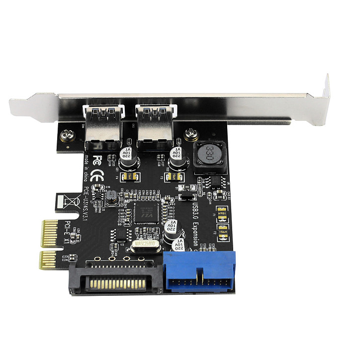 XT-XINTE PCIE to 2 Ports USB3.0 Expansion Card Desktop Front 19/20PIN Header Interface for PCI-E x1/x4/x8/x16 for Windows XP/7/8/8.1/10