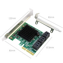 XT-XINTE PCI-E PCI Express to 6 Ports SATA3.0 SATA 3 III 6Gbps Controller Expansion Card Adapter w Low Profile Bracket for SSD HDD IPFS