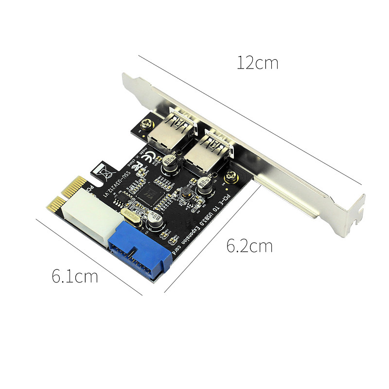 XT-XINTE USB3.0 PCI-E Expansion Card Adapter Front External 2 Port USB 3.0 Hub & Internal 19pin Header PCIE Card 4pin IDE Power Connector