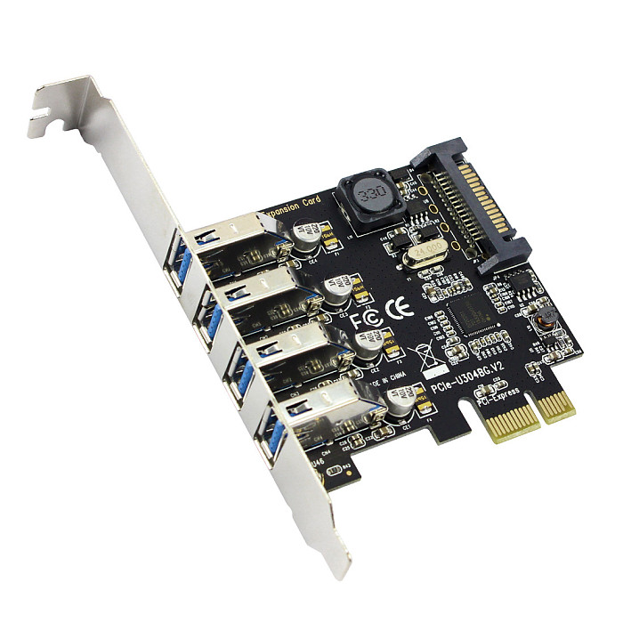 XT-XINTE 4 Ports USB3.0 Expansion Card PCI-E PCI Express USB 3.0 Adapter Converter for PCIE x1 x4 x8 x16 for Windows 7/8/8.1/10/XP/Vista