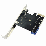 XT-XINTE USB3.0 PCI-E Expansion Card Adapter Front External 2 Port USB 3.0 Hub & Internal 19pin Header PCIE Card 4pin IDE Power Connector