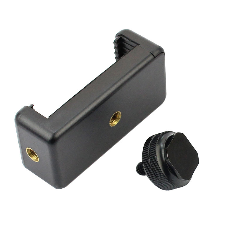 1/4 Inch Tripod Mount Screw to Flash Hot Shoe Adapter With Mobile Stand Holder Clip for Cellphone