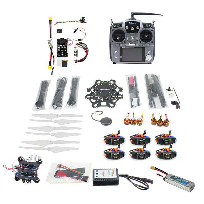Full Set Hexacopter 6-axle Aircraft Kit HMF S550 Frame PXI PX4 Flight Control 920KV Motor GPS Gimbal AT10 Transmitter