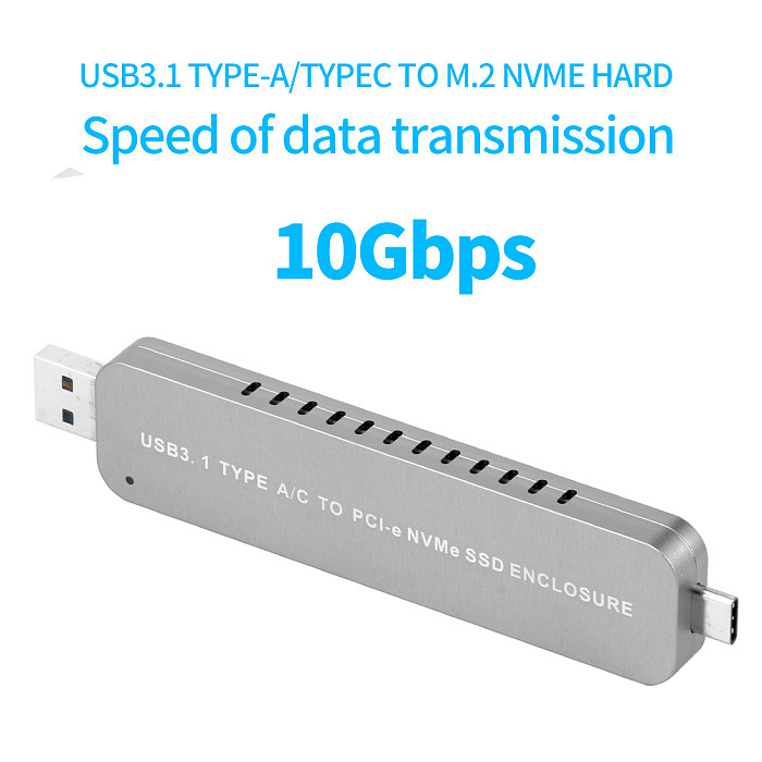 XT-XINTE LM906 USB3.1 TYPE-A+C TO M.2 NVME HDD Enclosure SSD Hard Disk Drive Case External Mobile Box