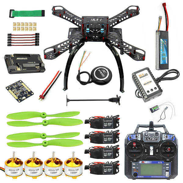 Full Kit DIY GPS Drone RC Fiberglass Frame Multicopter FPV APM2.8 1400KV Motor 30A ESC flysky 2.4GFS-i6 Transmitter