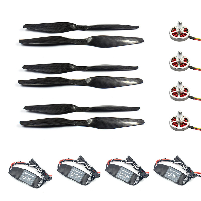 750KV High Torque Brushless Motor + Hobbywing XRotor 40A ESC + Carbon Fiber 1455 Propeller for 650 680 690 RC Quadcopter Drone