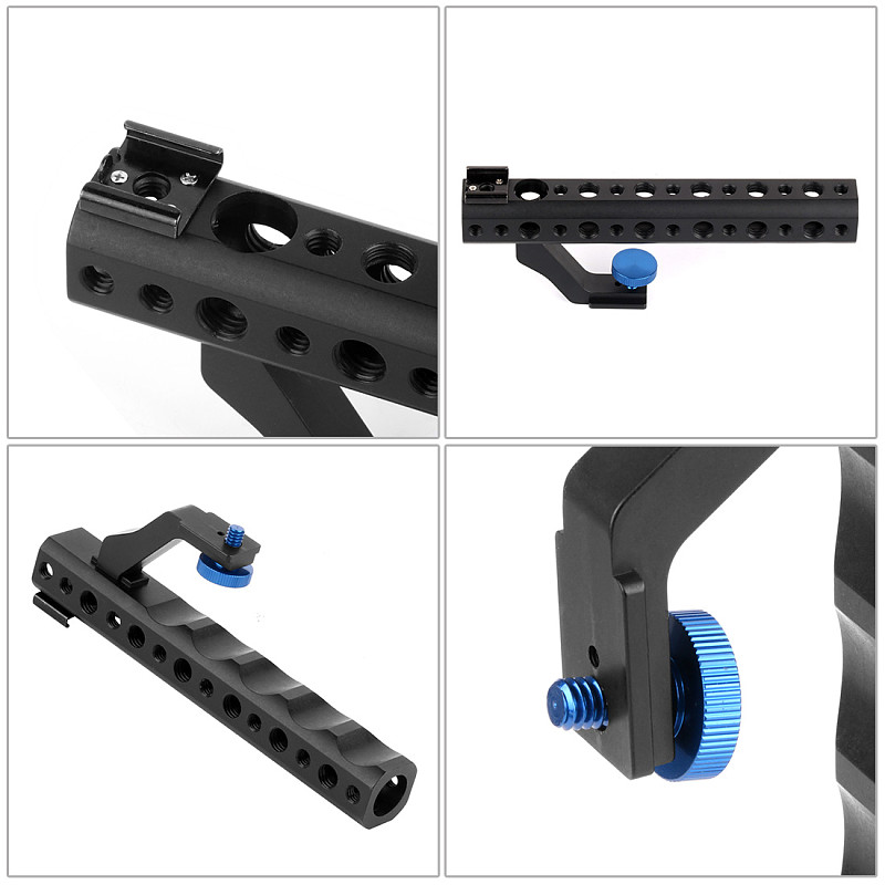 BGNING DSLR Camera Quick Release Top Handle 28mm with Hot Shoe 1/4  3/8  for DSLR Cage Rig Low Angle Shot for Sony A6500 GH5 G85 A7RIII