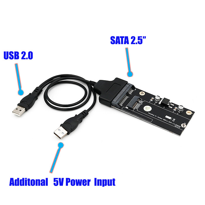 XT-XINTE 20+6Pin SSD to SATA 2.5inch USB Adapter Card with USB 2.0 Cable Converter for Laptop Thinkpad Lenovo X1 Carbon