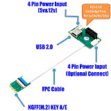 XT-XINTE NGFF M.2 Key A/E to PCI-E Express 1X/4X/8X/16X USB Riser Card NGFF slot Adapter with High Speed FPC Cable for Desktop PC