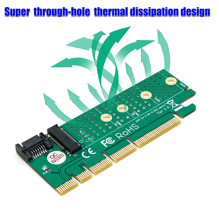 XT-XINTE M.2 NGFF B-key SATA-Bus SSD to SATA3 Adapter PCIe Slot Riser Card Support 2230/2242/2260/2280 M2 SSD