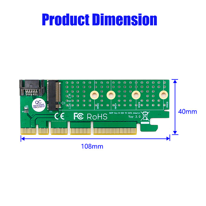 XT-XINTE M.2 NGFF B-key SATA-Bus SSD to SATA3 Adapter PCIe Slot Riser Card Support 2230/2242/2260/2280 M2 SSD