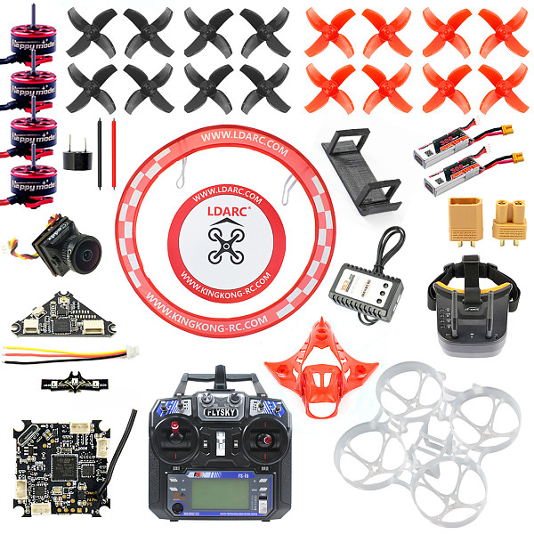 JMT DIY 75MM Brushless Whoop FPV Racing Drone RC Quadcopter Combo Kit With F4 Flight Control 5.8G VTX Turbo Eos2 Camera FPV Watch/Goggles SE0802 Motors