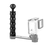 BGNING Aluminum Single Handle Outdoor Photography Handle with 1 inch Ball Head 3/8 1/4 Screw Hole For Outdoor Diving Camera