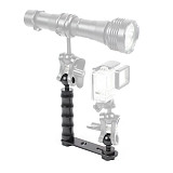 BGNING Aluminum Single Handle Outdoor Photography Handle with Flash Bracket Hot Shoe Connector Adapter For Outdoor Diving Camera