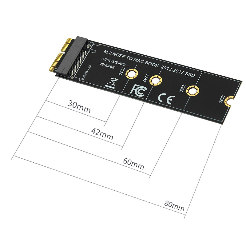 XT-XINTE 1/10pc M key M.2 NGFF PCIe SSD Adapter Card for Apple MACBOOK Air 2013 ~ 2017 Laptop A1465 A1466 Pro A1398 A1502 A1419 2230-2280 SSD