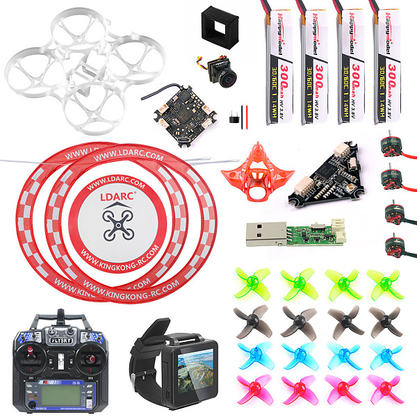 Flysky FPV Version DIY Mobula 7 V3 FPV Drone Accessories Combo Full Set with Transmitter FPV Watch Crazybee F4 PRO FC V3 Frame SE0802 Motor Turbo Eos2 Camera VTX Arch Apron for Mobula7 75mm Bwhoop75 Brushless Whoop Eachine TRASHCAN TC75