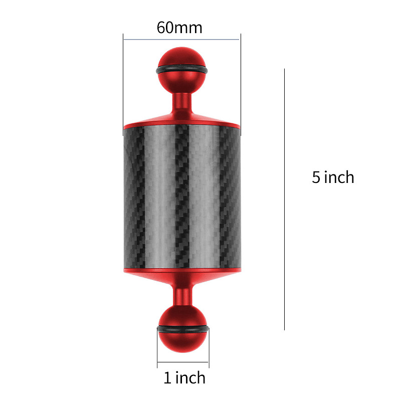 BGNing Carbon Fiber Float Buoyancy Aquatic Arm Dual Ball Floating Arm Extend Bracket D60MM Camera Underwater Diving Tray for Gopro Smartphone