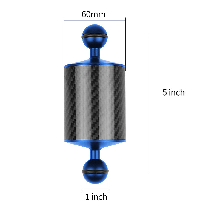 BGNing Carbon Fiber Float Buoyancy Aquatic Arm Dual Ball Floating Arm Extend Bracket D60MM Camera Underwater Diving Tray for Gopro Smartphone