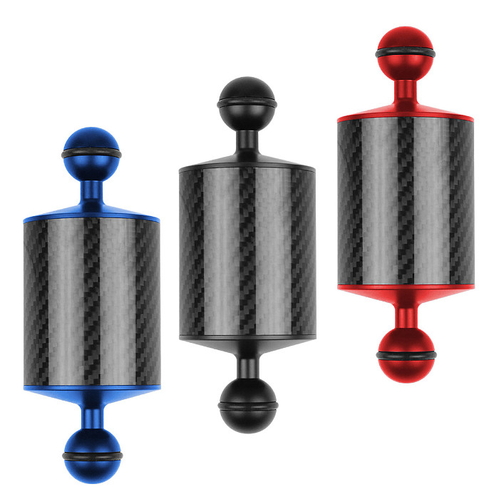 BGNing Carbon Fiber Float Buoyancy Aquatic Arm Dual Ball Floating Arm Extend Bracket D60MM Camera Underwater Diving Tray for Gopro Smartphone