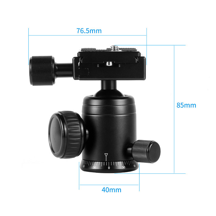 BGNING 360 Swivel Aluminum Alloy Heavy Duty Camera Tripod Ball Head + QR Quick Release Plate Mount for DSLR Camera Photo Video Studio