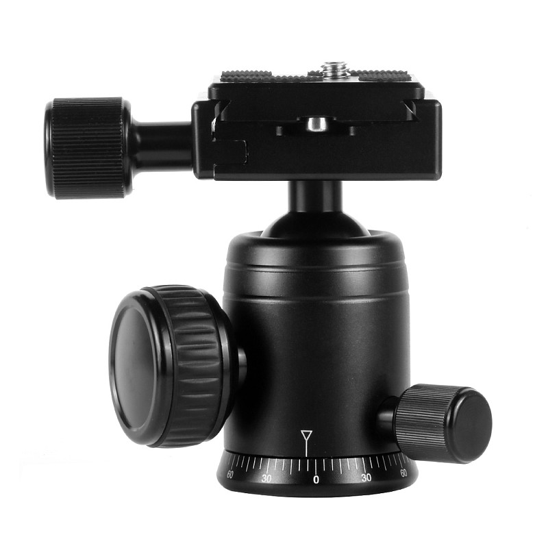BGNING 360 Swivel Aluminum Alloy Heavy Duty Camera Tripod Ball Head + QR Quick Release Plate Mount for DSLR Camera Photo Video Studio