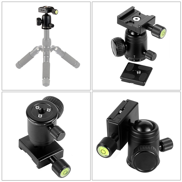 BGNING 360 Swivel Aluminum Alloy Heavy Duty Camera Tripod Ball Head + QR Quick Release Plate Mount for DSLR Camera Photo Video Studio