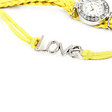 Vintage personality Rhinestone pointer watch love/8 combination weaving Fashion Korean bracelet watch