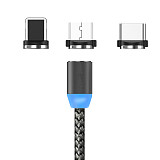 FCLUO 3in1 Micro USB Type C Fast Charging Magnetic Cable for iPhone for Samsung Xiaomi USB-C Phone Magnet Dust Plug Charger Cord 1M 2M