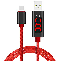 FCLUO Micro USB Type C Charging Cable Voltage and Current Display Nylon Braided Durable Cord 3A Fast Charger & USB Data Sync Cable 1M