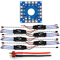Assembled Kit: 30A ESC + KK ESC Connection Board Connectors Dean T Plug Wire for 6-Aix Drone Hexacopter