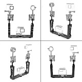 XT-XINTE Aluminum Alloy Underwater Tray Housings Arm for Gopro Action Camera Holder Double Grip Dive