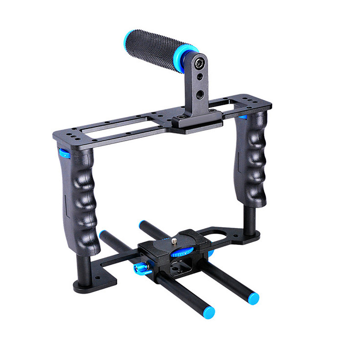 BGNing Aluminum Alloy ABS Camera Video Cage Film Movie Making Kit DSLR Cage & Handle Grip & Rod for Canon 5D2 700D 650D for Nikon D7200