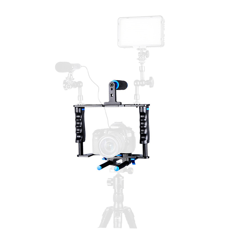 BGNing Aluminum Alloy ABS Camera Video Cage Film Movie Making Kit DSLR Cage & Handle Grip & Rod for Canon 5D2 700D 650D for Nikon D7200