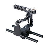 BGNing Professional Aluminium Alloy DSLR Camera Video Cage Kit Stabilizer w Top Handle Grip Rod Rail for Sony A6000 A6300 A6500 A6400