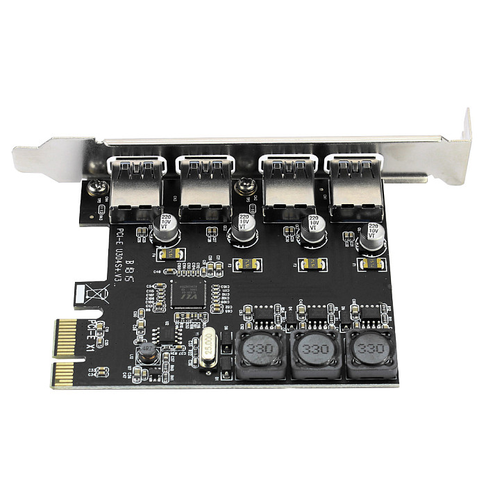 XT-XINTE 5Gbps 4 Ports USB3.0 Expansion Card Adapter PCI-E PCI Express USB 3.0 Controller for PCIe X1 X4 X8 X16 Port for Win 7/8/10