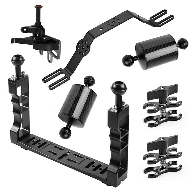 XT-XINTE Lighting Arm Bracket with Handle Butterfly Clip Clamp Diving Clamp Lamp Arm Adjustable Shutter Extension Rod for Sports Camera Housing Diving Case