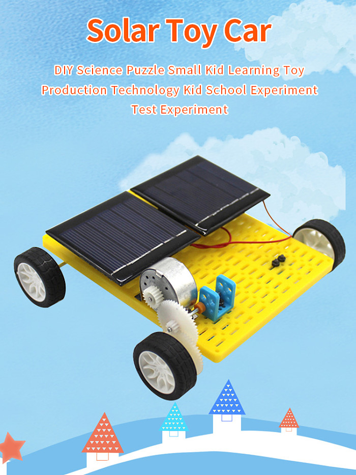 DIY Robot Dual Solar Powered Mini DIY Car Assemble Kit 4WD Classic Toys Children Kids Educational Science Gadget Creative Gift