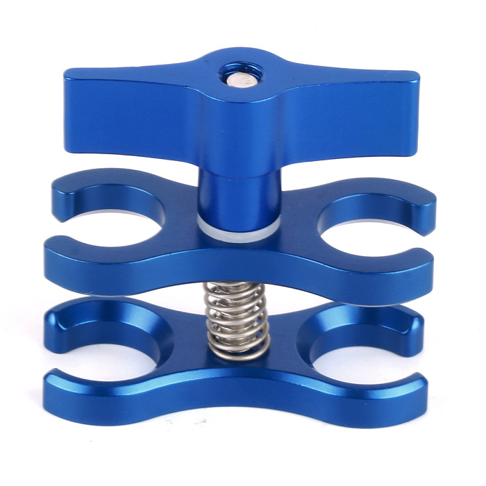 XT-XINTE CNC Aluminum 2-Hole Butterfly Clip Clamp Light Arm Clamp with Lighting Arm Ball Head for Sports Camera Housing Diving Case