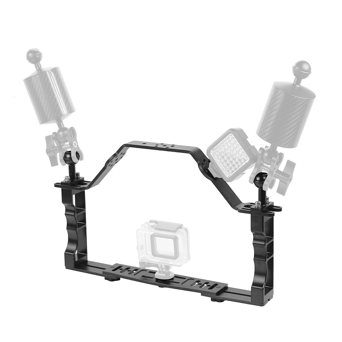 XT-XINTE CNC Aluminum Diving Underwater Waterproof Lighting Arm Bracket System with Handle Grip Stabilizer Rig for Sports Camera Housing Diving Case
